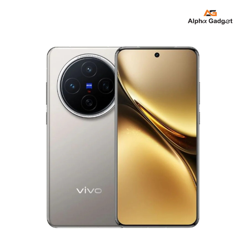 "Vivo X200 Pro 5G in black with a 6.78-inch AMOLED display, MediaTek Dimensity 9400 processor, 50MP ZEISS triple cameras, 5800mAh battery with 90W fast charging, and 5G connectivity."